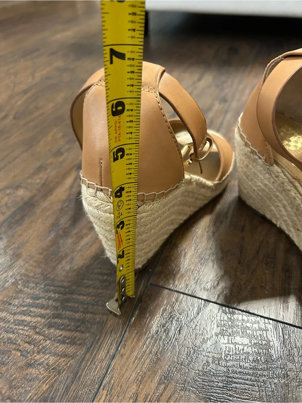 Vince Camuto Tan Leather Espadrille Wedge Sandals with Ankle Strap